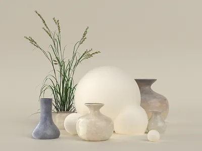 Ceramics 3d c4d ceramics illustration lightning minimalist modeling plant redshift