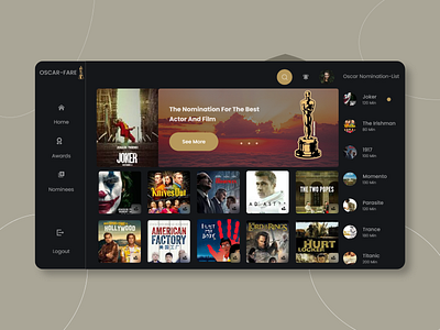 Nomination for oscar adobexd dashboad typography uiuxdesign userinterface webdesig