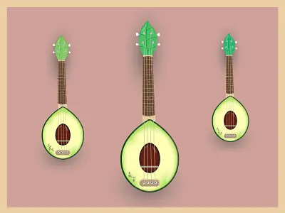 Avocado Mini Guitar adobe illustrator avocado avocados branding card gradient mesh guitar guitar logo illustration music art music instrument postcard postcard design print strings trio ukulele vector авокадо укулеле