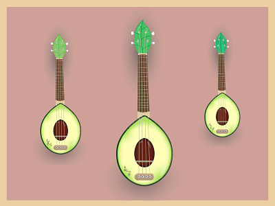 Avocado Mini Guitar adobe illustrator avocado avocados branding card gradient mesh guitar guitar logo illustration music art music instrument postcard postcard design print strings trio ukulele vector авокадо укулеле