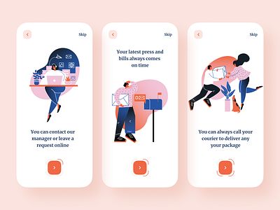 Delivery Service Mobile App app design delivery delivery app delivery service flatdesign illustration ios app minimal mobile app mobile app design onboarding onboarding screens onboarding ui