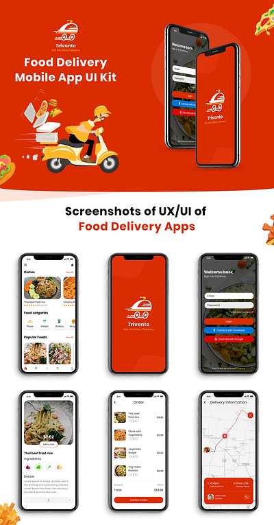 Food Delivery Mobile App UI Kit app design app development app ui design food app food delivery app illustration mobile app mobile app design mobile apps ui ui design ui kit ui ux design ui ux web uiux