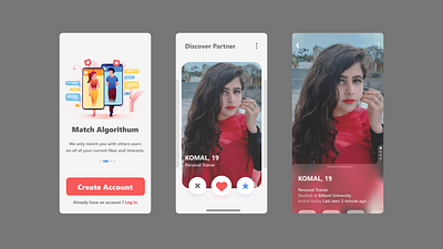 Dating App Concept app branding color palette color scheme design illustration illustrations illustration logo marvelous designer mobile ui toyshop typography ui movieticket web yogaui yoga design