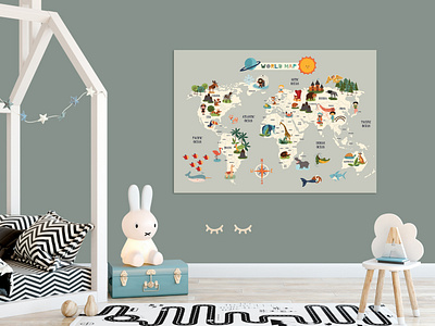 Free world map poster for kids adobe illustrator animals animals of the world cute animals design free free world map free world map for kids freebie handdrawn illustrated map illustration ipad ipad pro map maps world map world map for kids