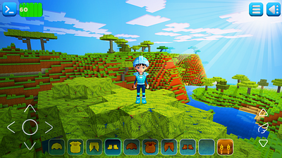 Girl in Diamond Armor, Jungle Biome & Bright Sun in Realmcraft build craft free minecraft game art game design games landscape minecraft building nature pixel art realmcraft