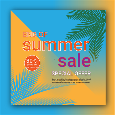 End of summer sale offer square website + social media banner art banner flyer illustrations instagram post poster sale sales social media website