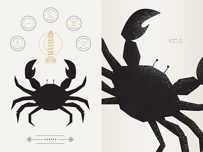 Cancer art astrological sign astrology cancer cardinal crab icon illustration illustrator moon ocean roman numerals symbols water