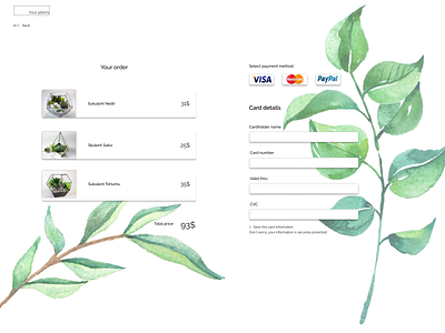 Credit card checkout credit card checkout daily 100 challenge dailyui design figma plants ui ux web