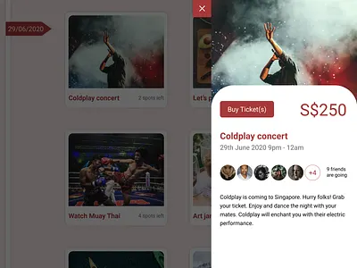 Event Listing #DailyUI #070 dailyui dailyui 070 design event listing events figma overlay ui ux web