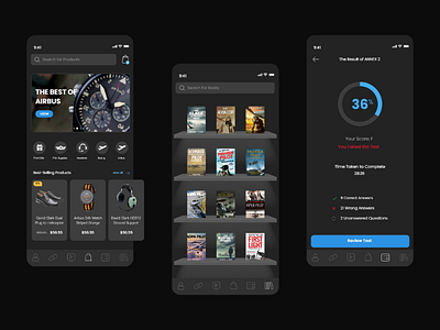 Application for Pilots books charts dark dark mode pilot tests ui ui design ui ux