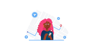 Woman using a map design illustration illustrator location map