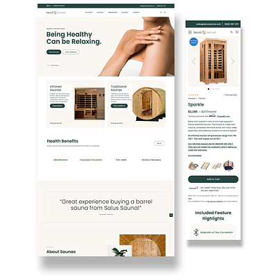 Sauna website design ecommerce ui ux web web design web development website