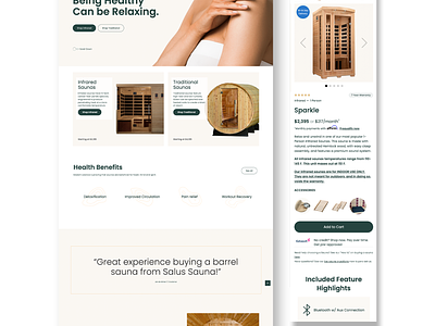 Sauna website design ecommerce ui ux web web design web development website