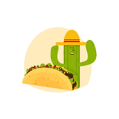 Character Funny Mexican Cactus cartoon character comic cute flat food illustrator mexican sombrero taco tacos vector vector illustration