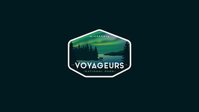 Voyageurs National Park Badge aurora badge logo moose national park national parks northern lights outdoors vintage