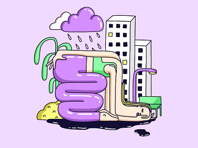 resignation art character characterdesign city cloud depression design digitaldrawing drawing girl house illustration plant procreate rain sad