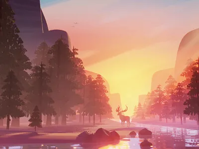 Superforest - Sunset California Forest 3d animation blender bloonstudio california digital illustration forest illustration loop motion motion design motion graphics sunset superforest trend