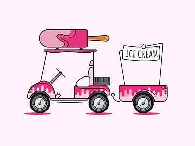 Ice Cream Cart | Pink branding design draw flat flat designs golf cart ice cream ideas illustration ipad procreate shadow sketch sketching ui ux vector vector art visual web design