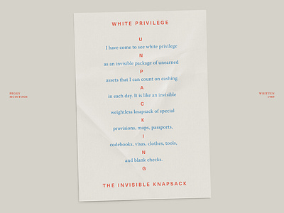 A note on white privilege design editorial design layout layout design minimal paper poster print quote simple text type typography