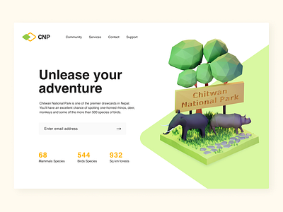 Landing page concept for national park 3dillustration illustration landing page lowpoly national park nepal