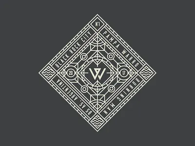 Pampa Warro Stickers badge branding burning burningman design illustration landing logo pampa regional space sticker typography vector warro