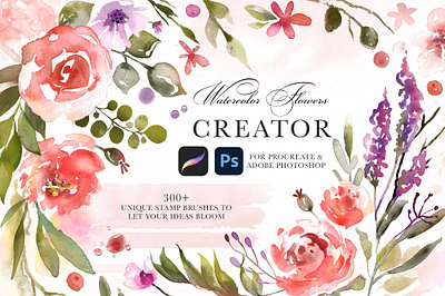 Watercolor Flowers Creator Procreate art clipart creator desgign design floral flowers illustration illustrations procreate procreate brush procreate brushes vector watercolor watercolor floral watercolor flowers watercolor painting watercolor stamp watercolors watercolour