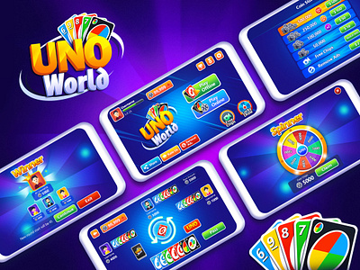 UNO World - Game UI 3d app branding design game graphic icon illustration logo minimal mobile playing spinner store typography ui uno ux vector world