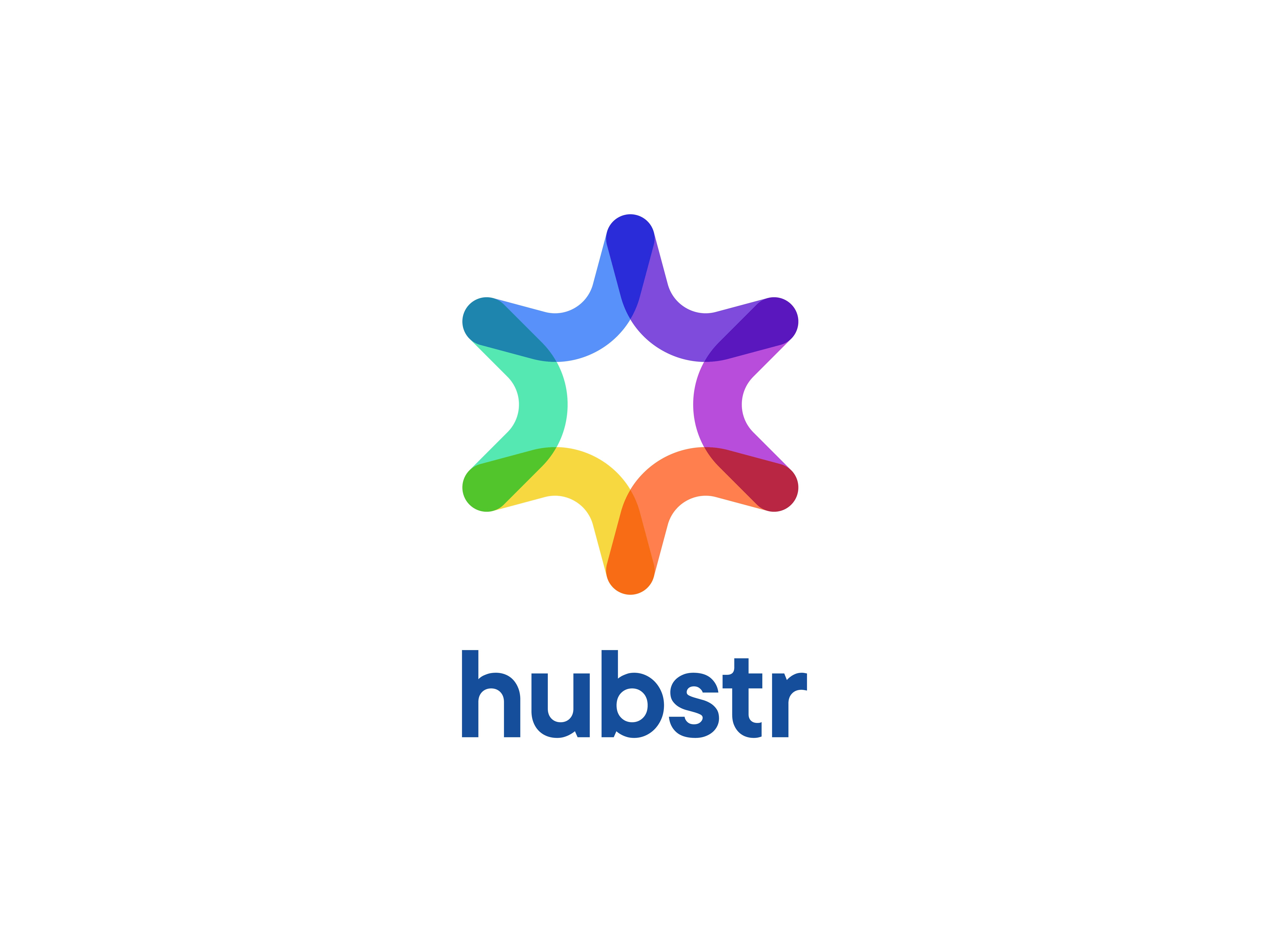 hubstr logo blast branding burst communication community explosion flat growth illustration implosion interaction logo logotype minimalistic mobile people society stroke unity