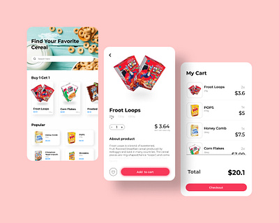 Cereal App app cereal cereal box design mobile ui ux