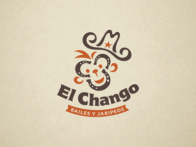ElChango dance fun horseshoe logo logo design monkey rodeo western