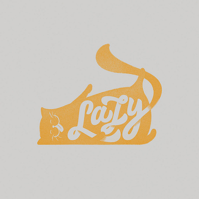 A lazy cat design handmade illustration lettering logo type typography vector