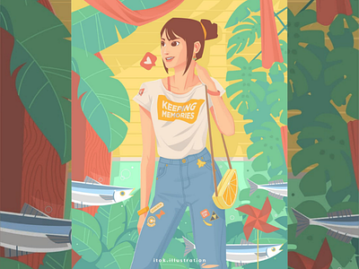 Keeping Memories illustration summer tropical