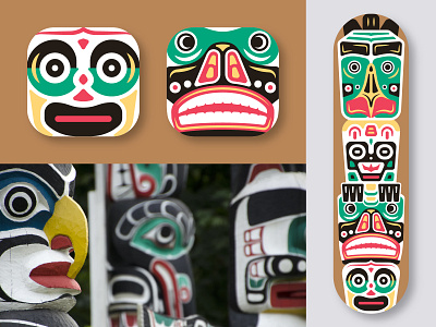 Totem Pole Skateboard aborigin culture deck deck design sacred shaman skateboard totem totem pole traditional