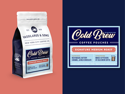 Vassilaros & Sons: Cold Brew Sticker Label coffee cold brew label label design packaging retro sticker