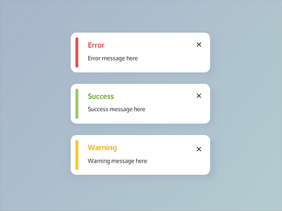 Toast message design error message success message toast message ui warning message