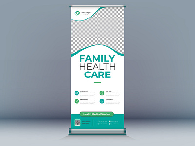 Medical Roll-up Banner Design Tempalte banner design branding healthcare illustration medical promotion roll up banner template design vector