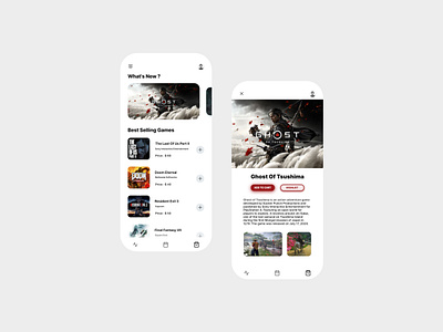 Video Game Store App UI Concept. adobe xd app appdesign figma framer framerx gameapp gamestore ghostoftsushima mobile app mobile ui playstation ui ui design uidesign uiux ux ux design uxdesign videogame