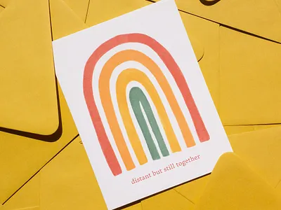 distant but still together card greeting card illustration rainbow stationery
