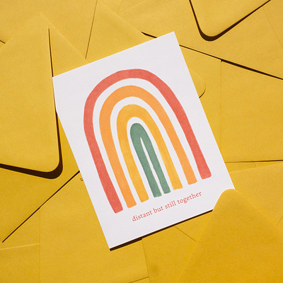 distant but still together card greeting card illustration rainbow stationery