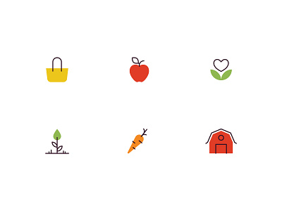 Farming Icons design farm farming fresh fruit healthy icon icon design icon set iconography illustration organic produce vector vegetable