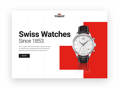 Daily UI 003 - Landing Page black dailyui landingpage red swiss tissot watch watch ui webdesign white