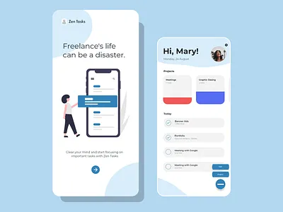 Zen Tasks - A To-Do App for Freelancer's app flat minimal ui ux