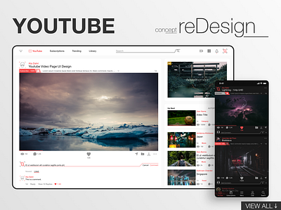 YouTube reDesign app concept design interface mobile redesign ui ux video web web design website youtube