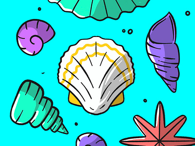 Under the sea aqua bubbles colour crustacean dribbble marine musical sea seashell shell shells shot under underwater