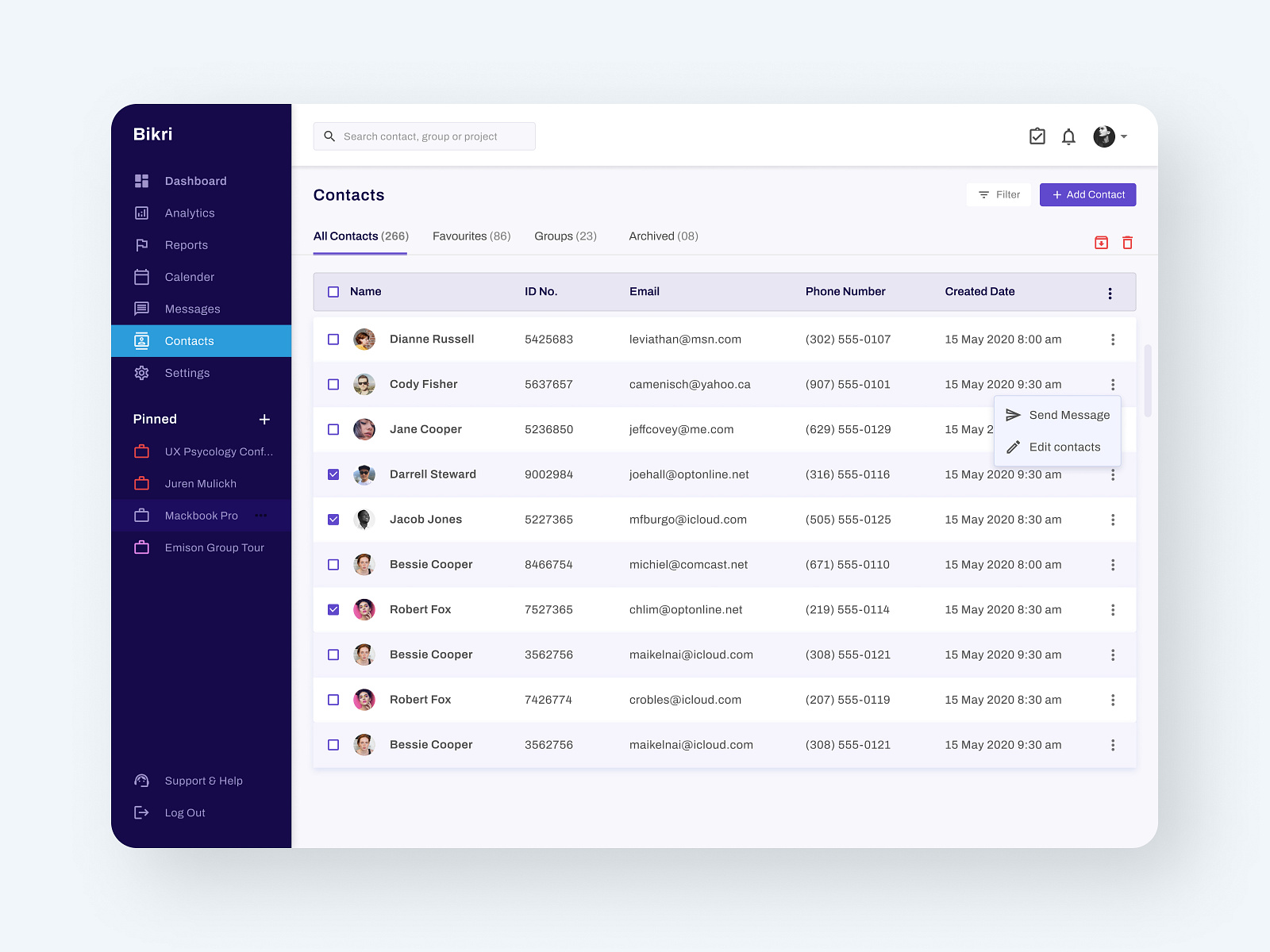 Contact Page For CRM Application by Shahriar Sultan for Dezzlab on Dribbble