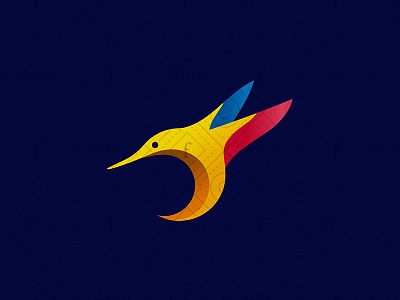 Geometric Hummingbird Logo agile beautiful bird branding ccc cmyk colorful elegant fast flying for sale geometric hummingbird letter little logo modern precise simple wings