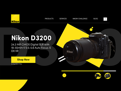 Nikon Camera Photography Product Landing Page Modern Header adobe xd ecommerce experience freelance header landing page landing page design ui ux uidesign webdesign