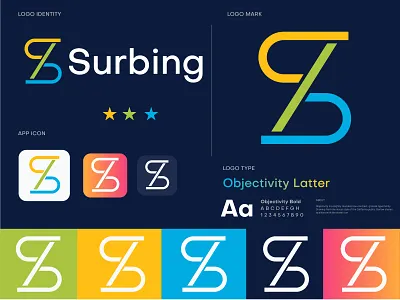 Surbing logo design 3d logo abstract app branding colorful creative design design design app design art flat icon illustration logo logo design logo mark logo type minimalist typography