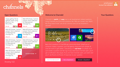 Channels Chat/Quesitionaire chat stack overflow windows 8