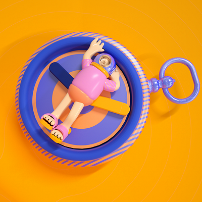 LOOSING TIME break charater cinema4d clock contrast flip flops helmet lost